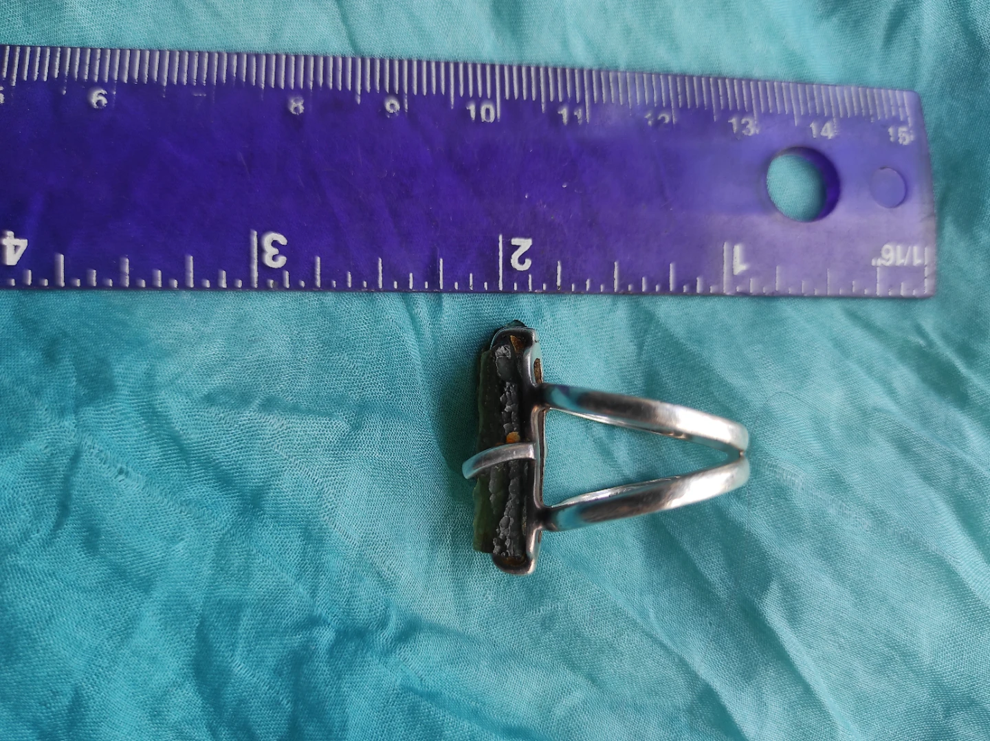 Genuine Unique Silver Moldavite Ring - photo 3