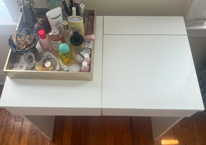 Ikea White Vanity Desk with Mirror and Drawer - photo 4