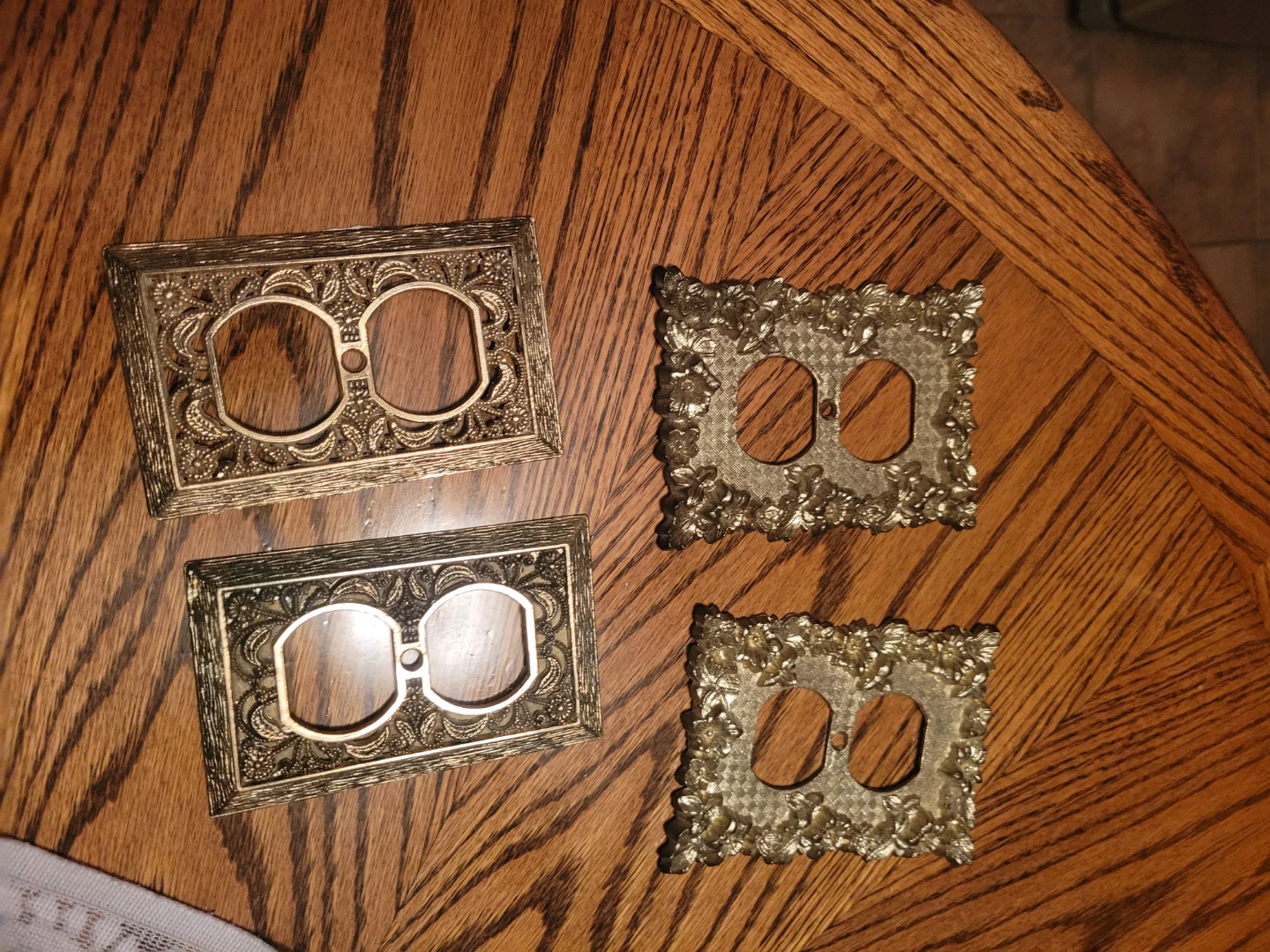 Four Mid Century Ornate Gold-Tone Outlet Covers