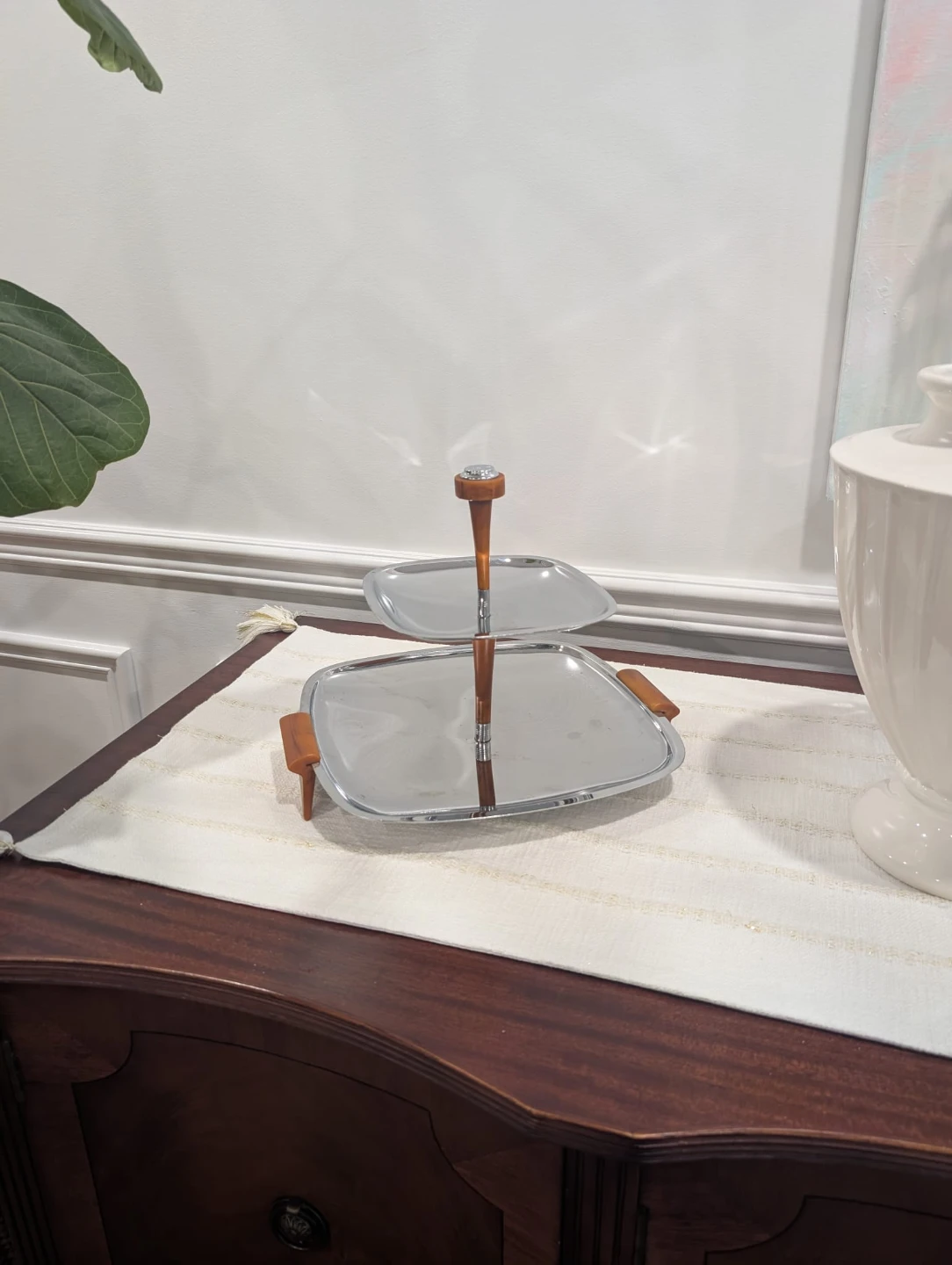 Vintage MCM Two-Tiered Serving Tray - photo 2