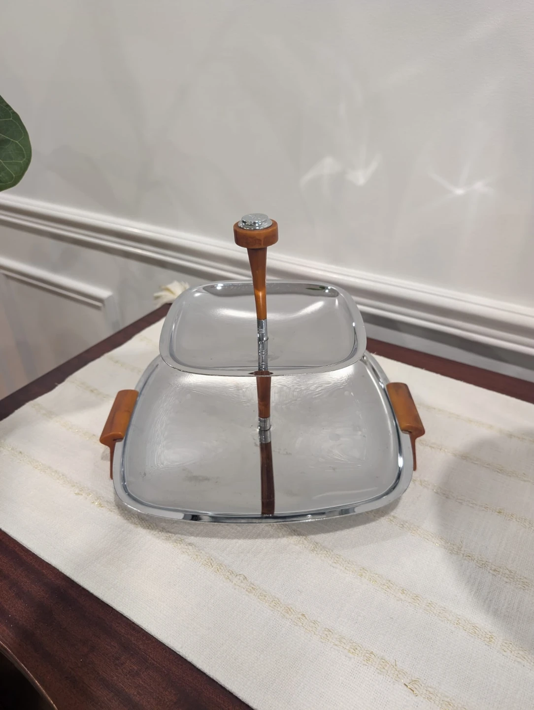 Vintage MCM Two-Tiered Serving Tray - photo 3