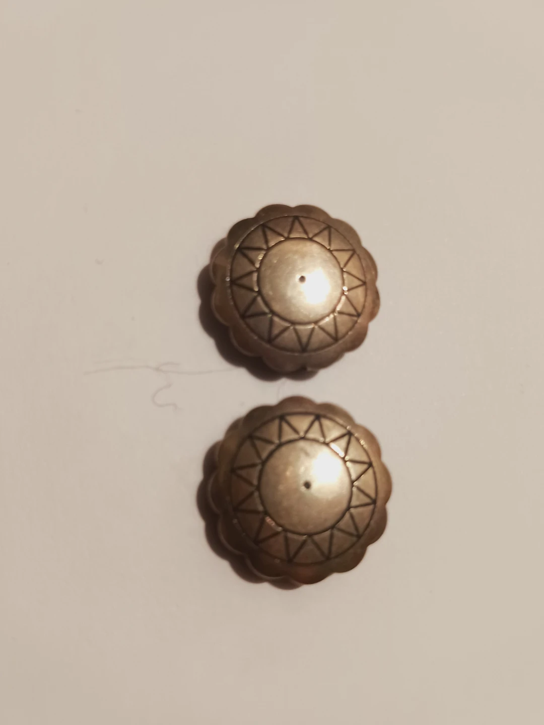 2× Vintage Sterling Silver Concho Style Button Covers