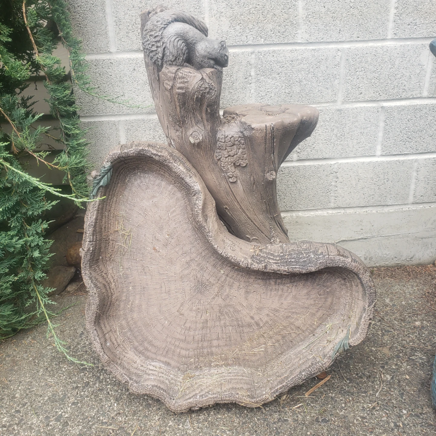 Squirrel Tree Stump Bird Bath