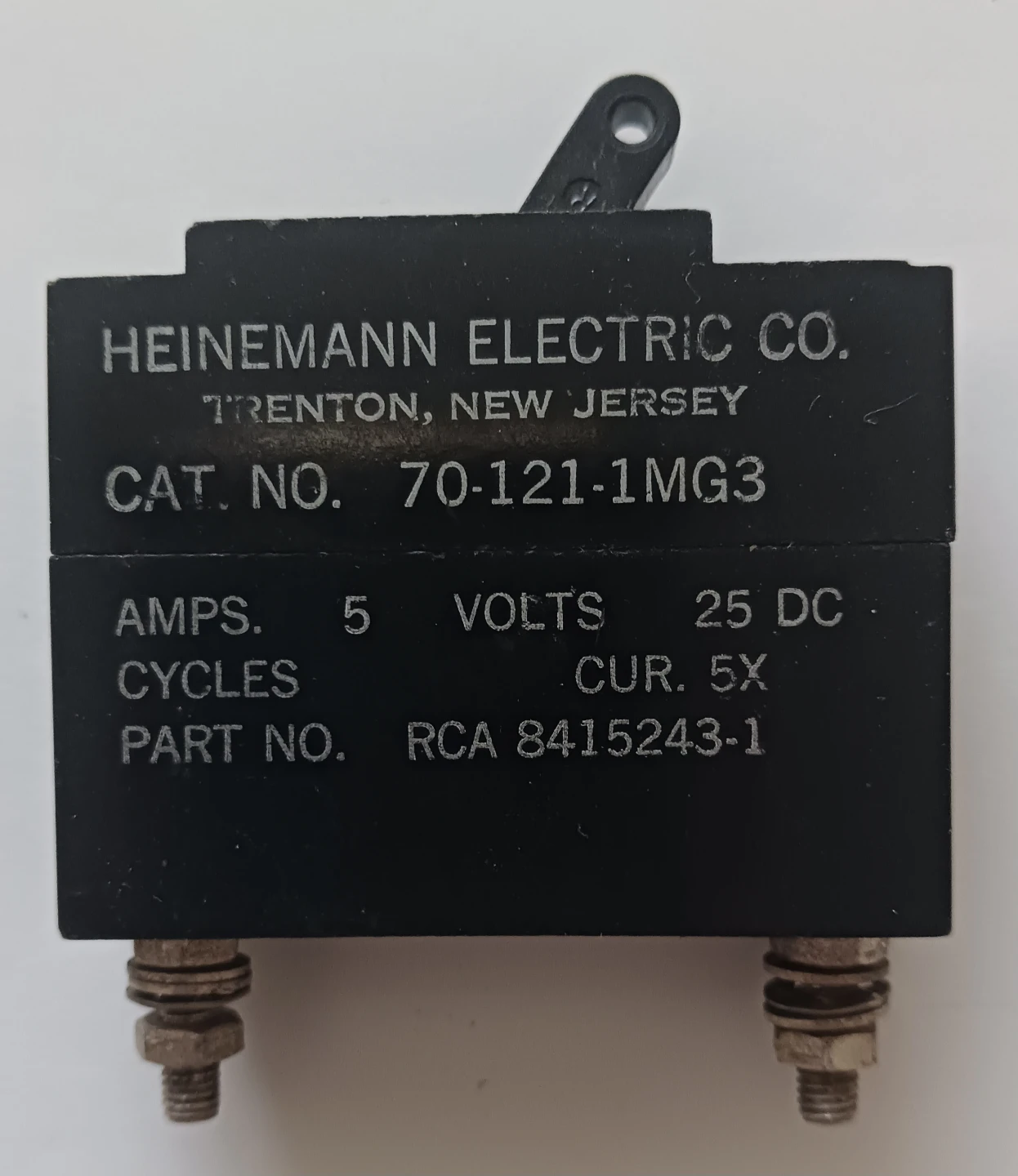 Heinemann Electric Co. Circuit Breaker 70-121-1MG3