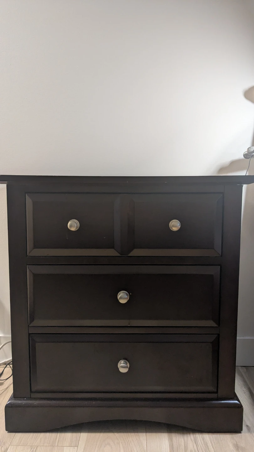 Dark Brown 3-Drawer Nightstand