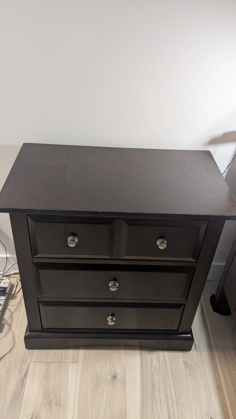 Dark Brown 3-Drawer Nightstand - photo 2