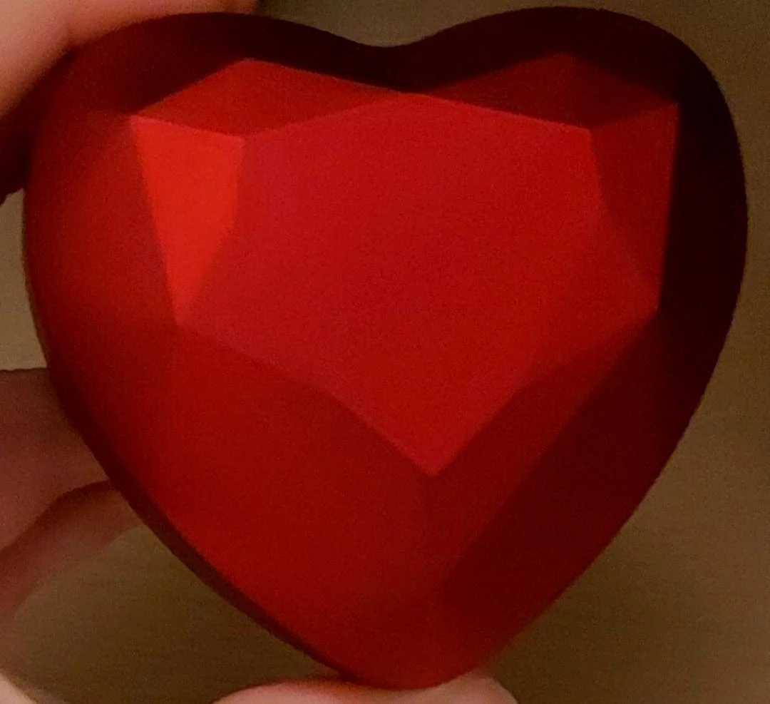 Heart-shaped Red Gem Ring with "love you too" engraving
