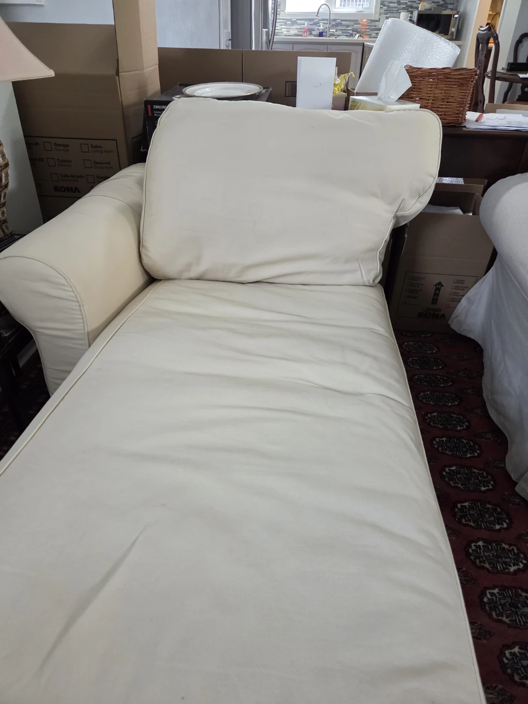 White Ikea Chaise Lounge Sofa - photo 2