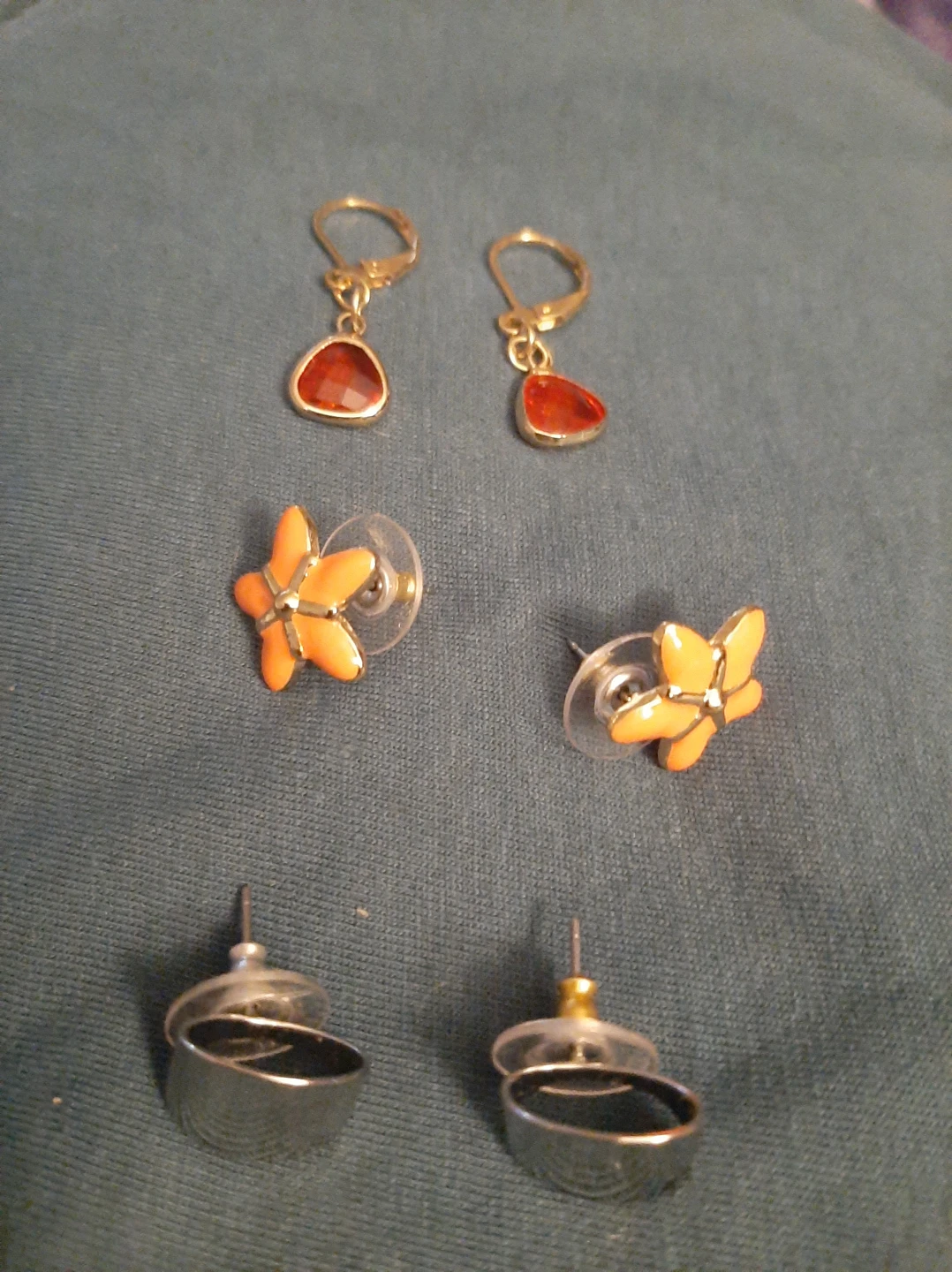 Assorted Earrings Set - Orange Starburst & Amber Teardrop