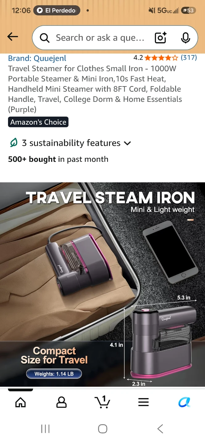 Quuejenl Travel Clothes Steamer & Mini Iron - photo 2