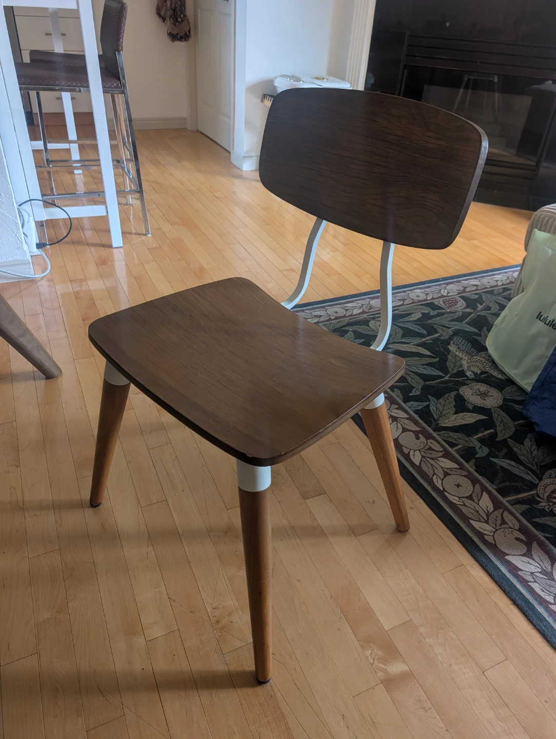 Solid WALNUT Wooden Dining Chairs Set with White Accents
