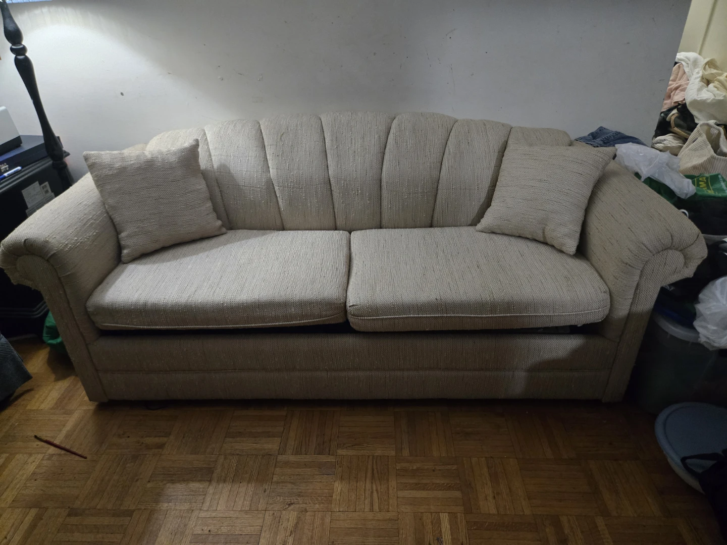 Cream Upholstered Sofa Bed - photo 2