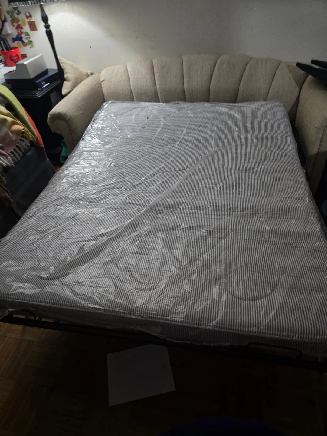 Cream Upholstered Sofa Bed - photo 3
