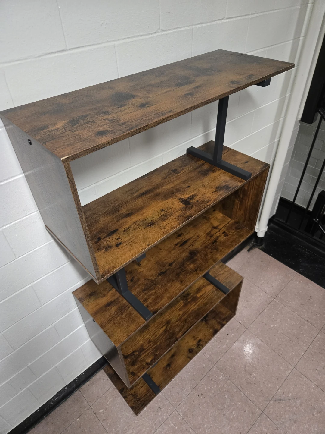Modern Industrial 4-Tier Geometric S-Shaped Bookshelf - photo 2