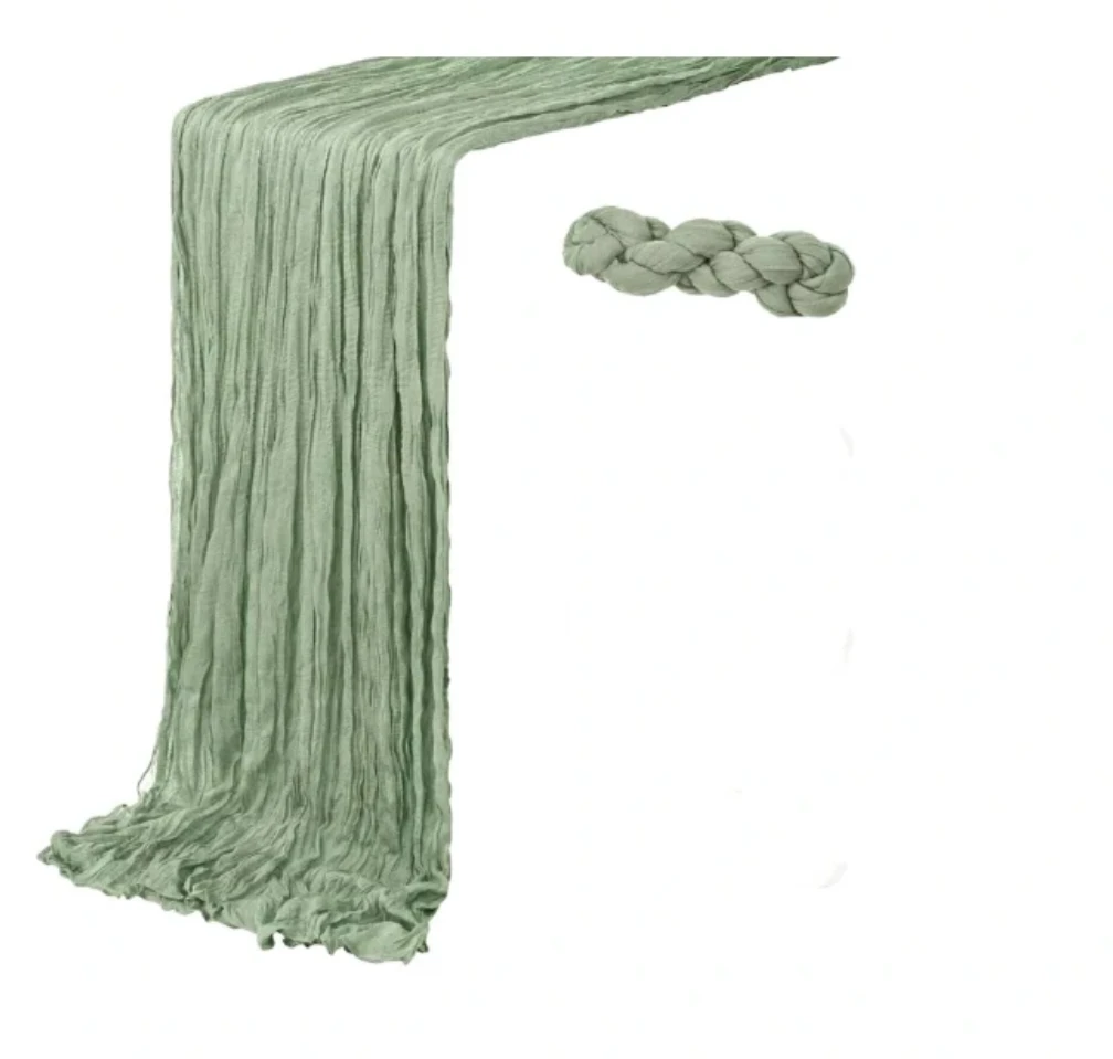 Sage Green "cheesecloth" Table Runner 10-ft x 35-in - photo 3