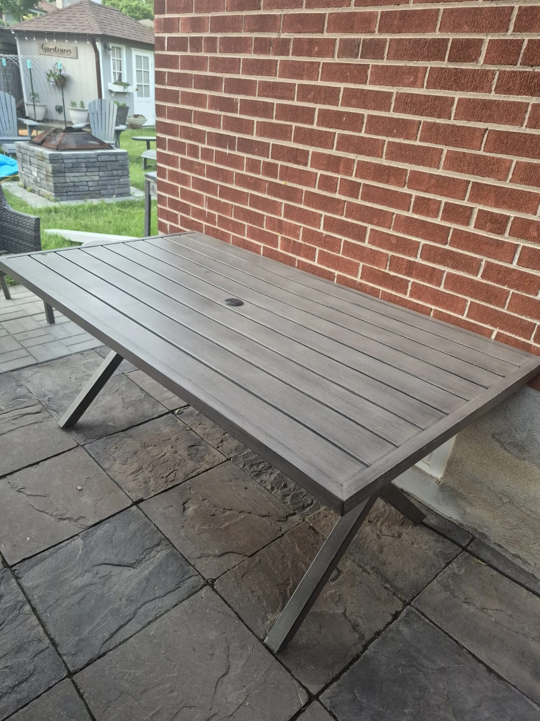 Hampton Bay Crown View Grey Outdoor Dining Table