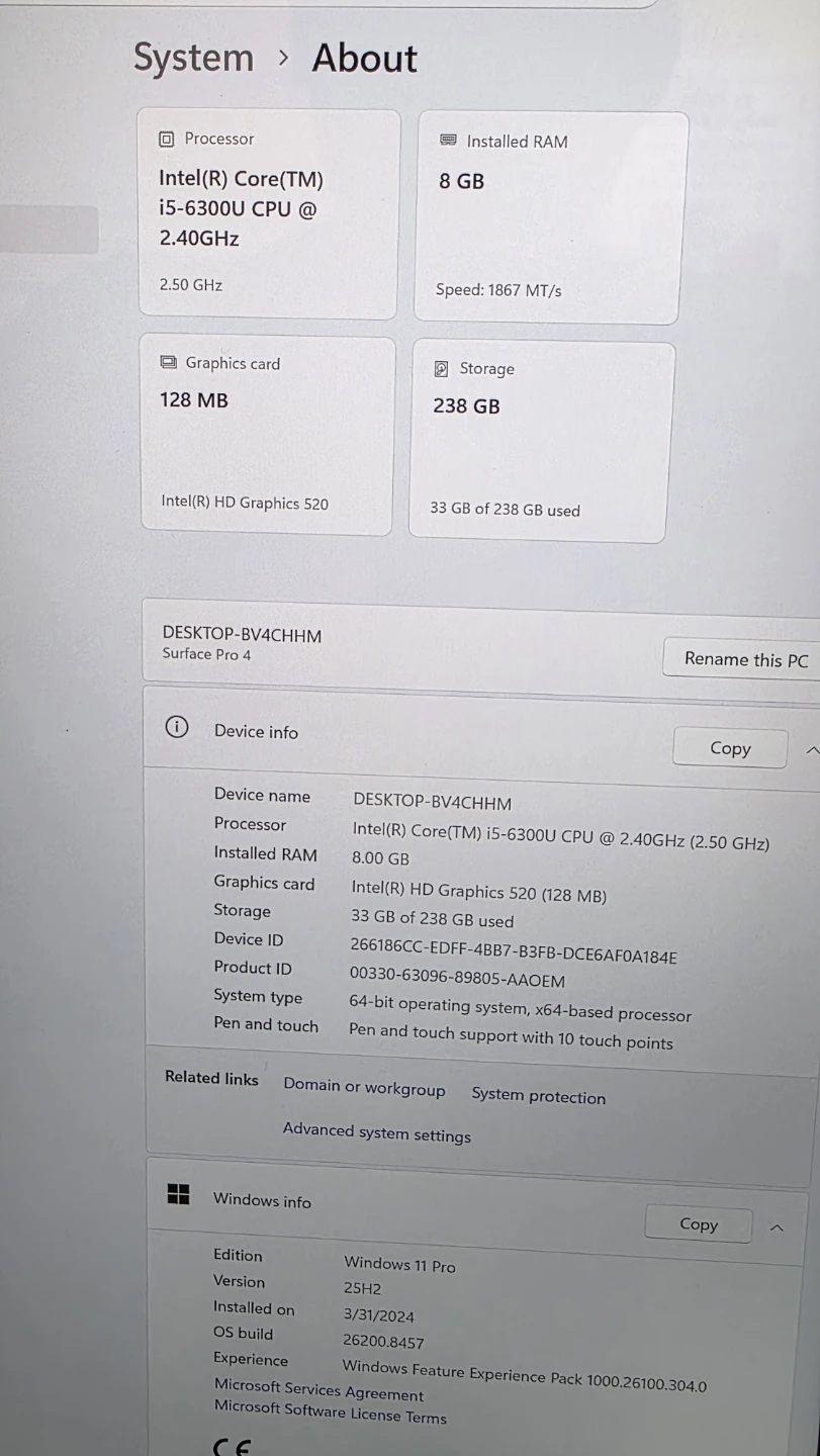 Surface pro 4 for sale-i5- 256GB. $100 each i have 7 available. - photo 3