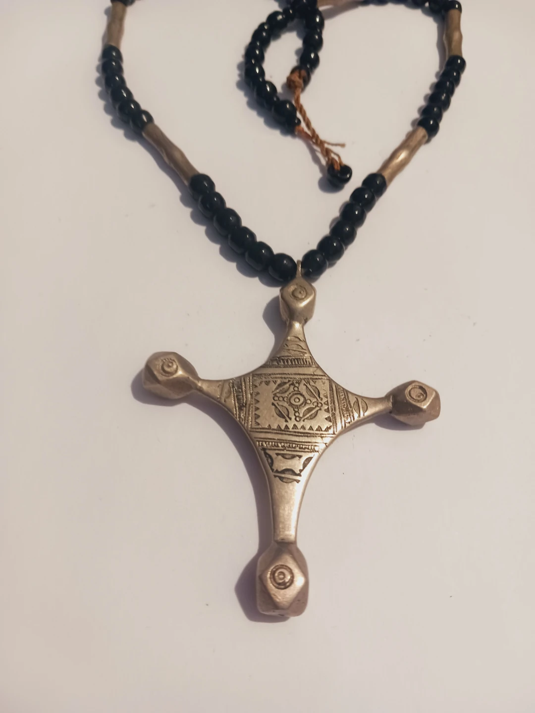 Old Vintage Ethnic Tribal Necklace with Cross Pendant - photo 4