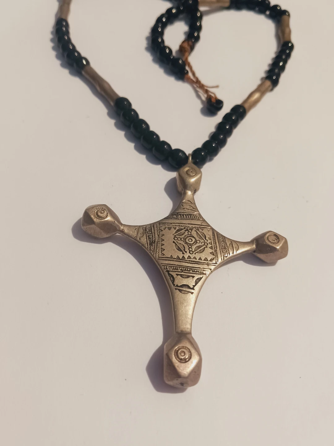 Old Vintage Ethnic Tribal Necklace with Cross Pendant - photo 5