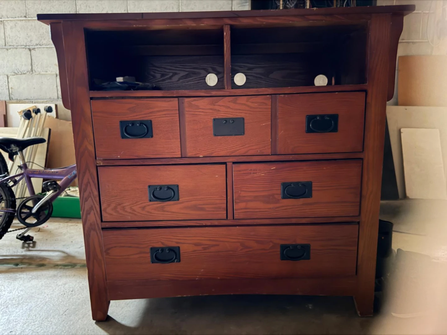 Wooden Dresser with Cabinets and Drawers - photo 2