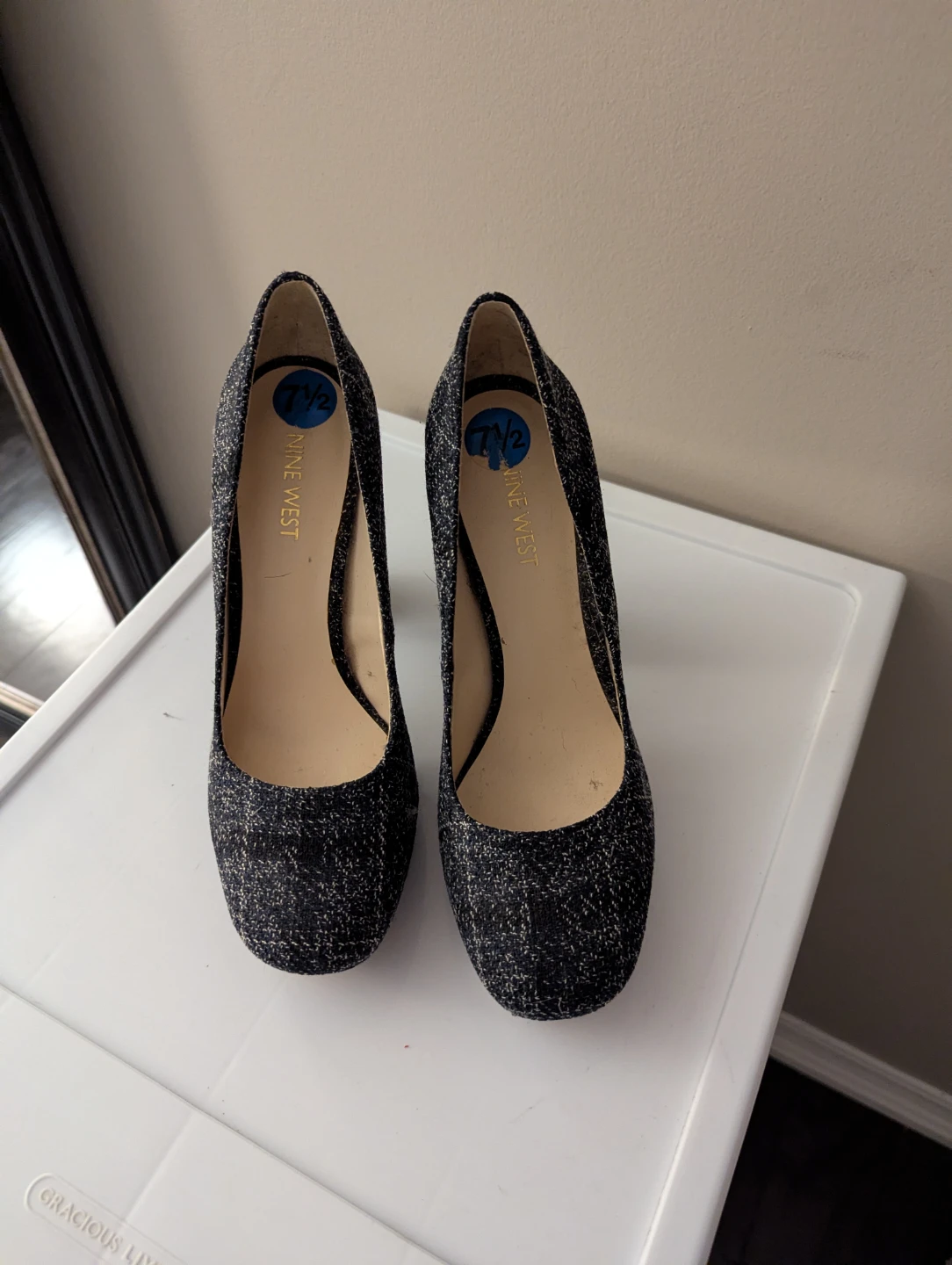 Nine West Women's Tweed Block Heels Size 7.5 - photo 2
