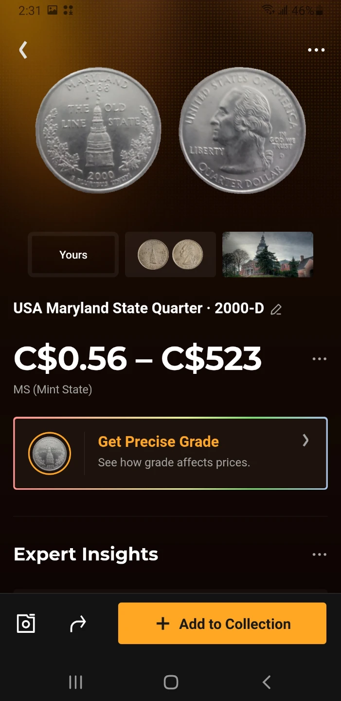 2000 Maryland State Quarter Dollar Coin - photo 3
