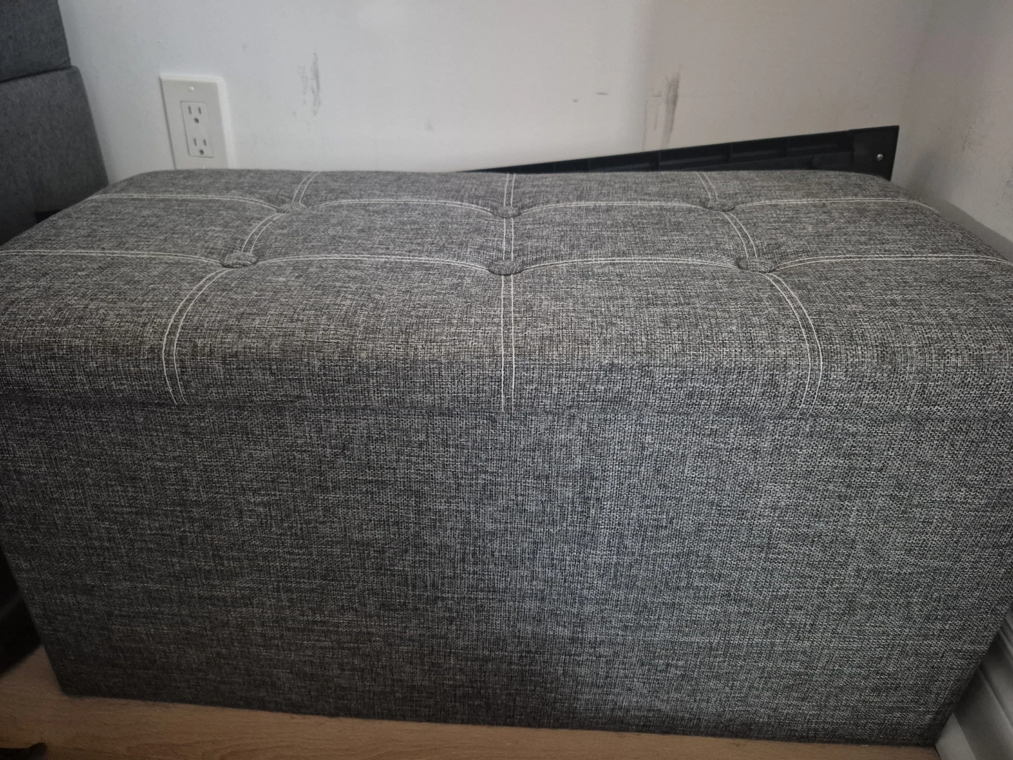 Grey Tufted Storage Ottoman