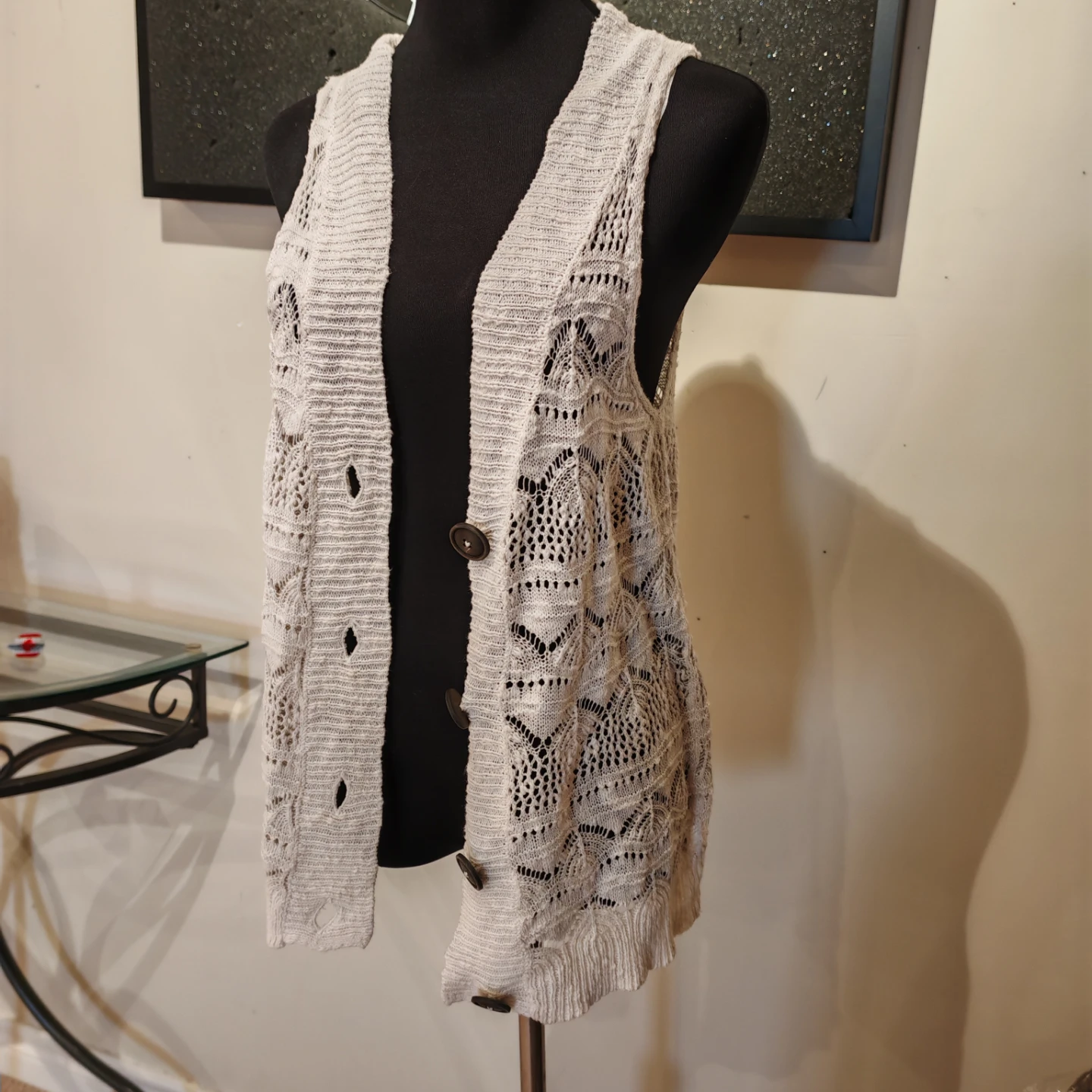 Multiblu Cream Lace Knit Vest - photo 5