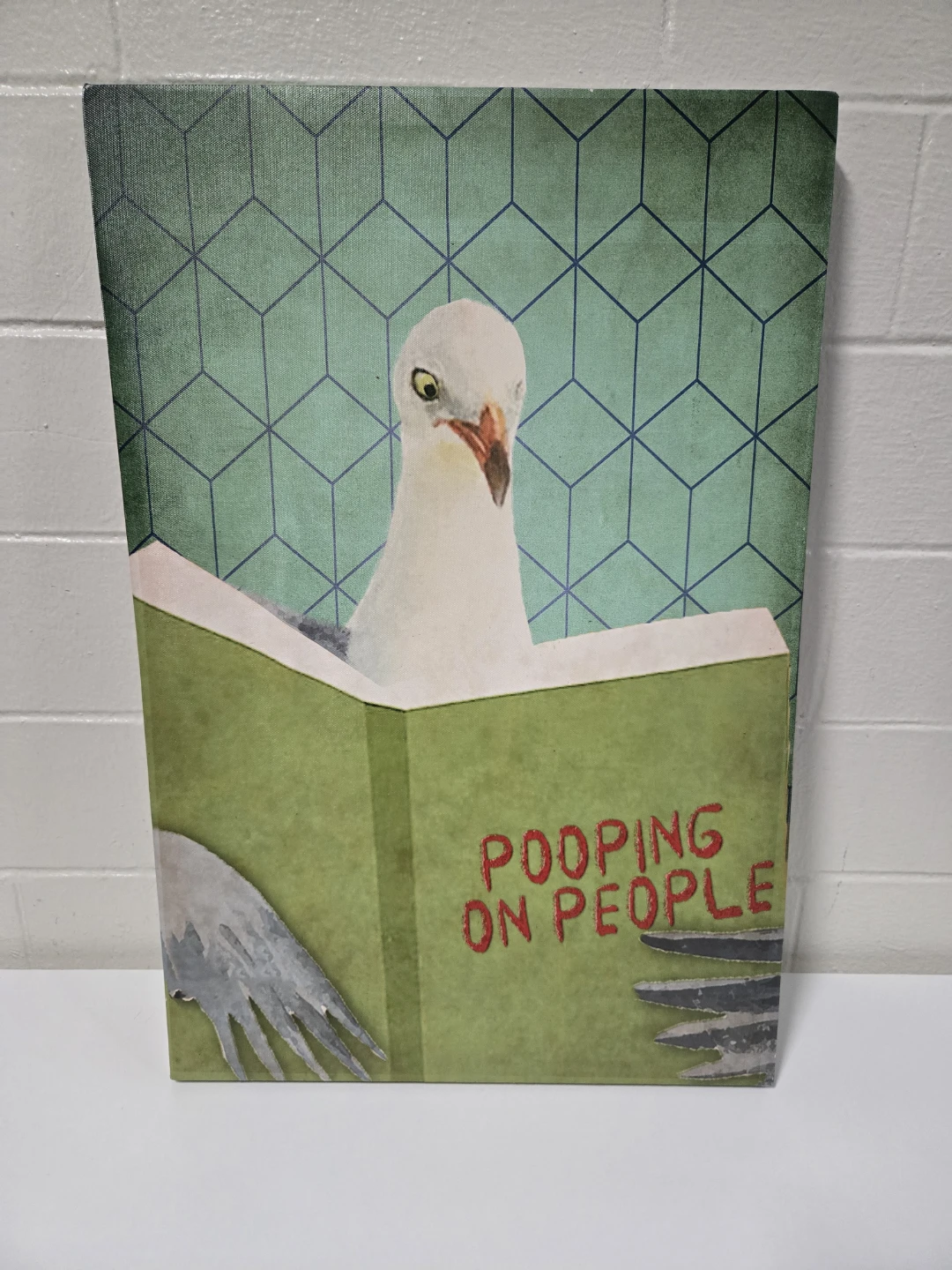 Funny Seagull Pooping on People Canvas Bathroom Wall Art