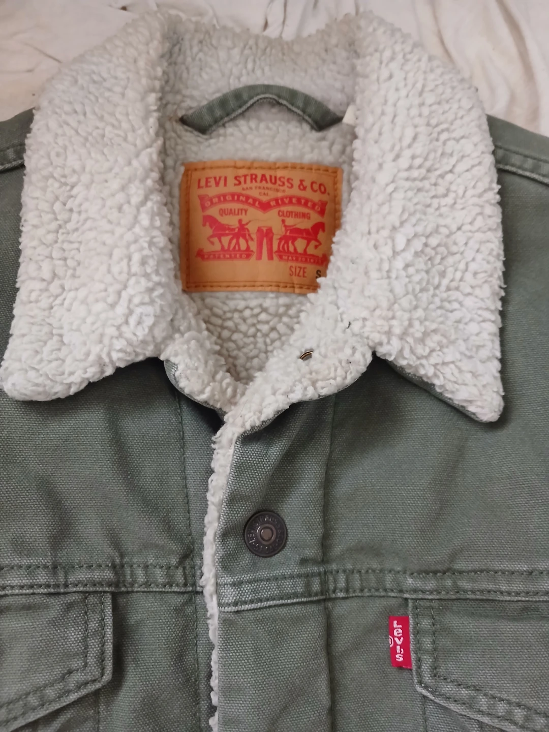 Levi Strauss & Co. Sherpa Lined Denim Jacket - Green - Size S - photo 2
