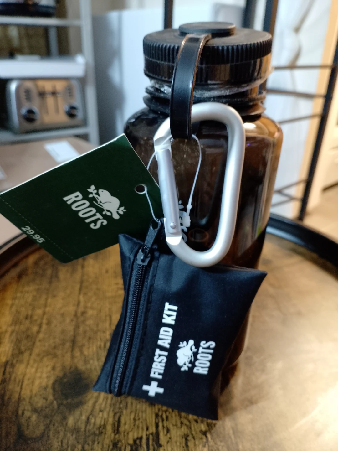 Roots Water Bottle with Carabiner Clip and First Aid Kit - photo 2