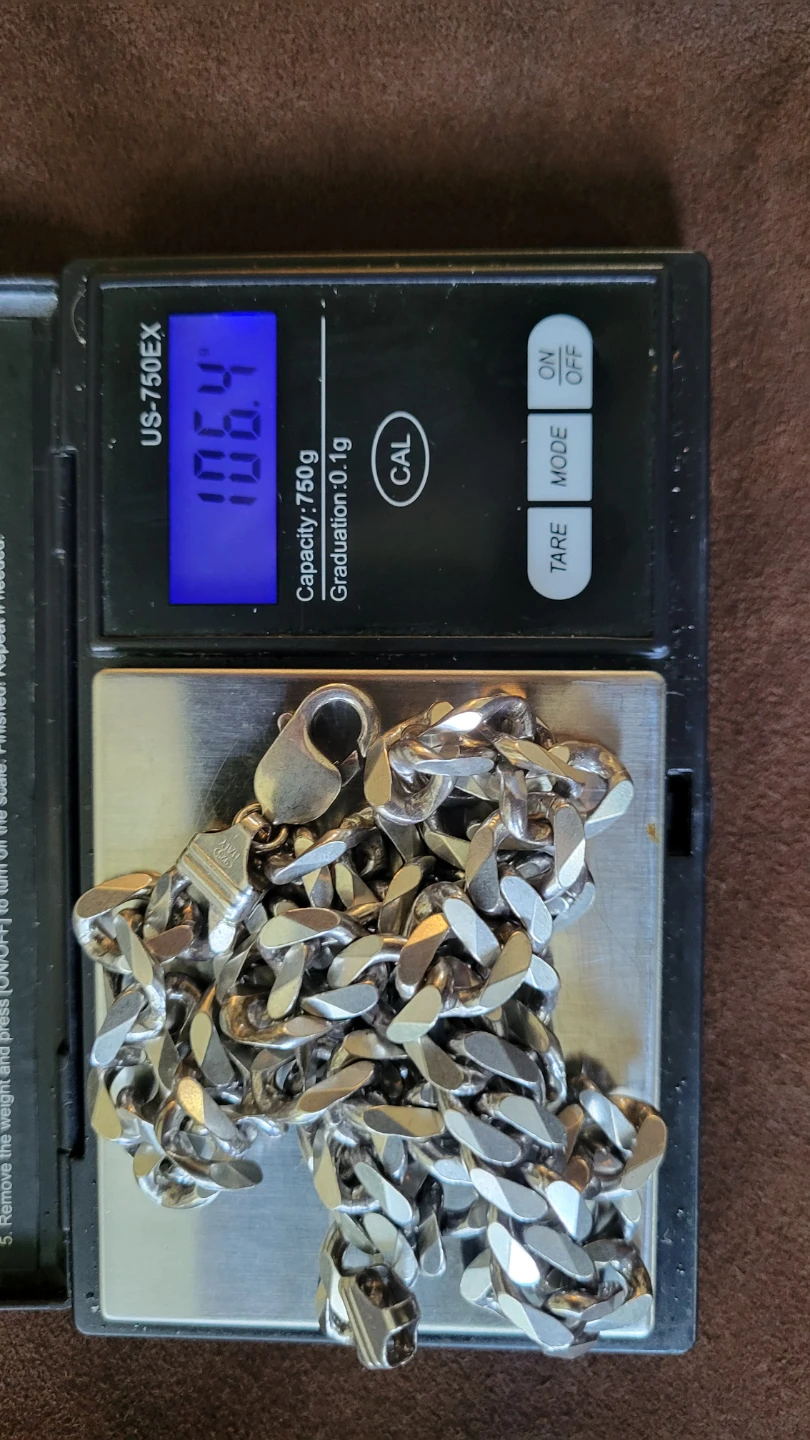24" Solid Sterling Silver Curb Link Chain (106.4 grams) - photo 5