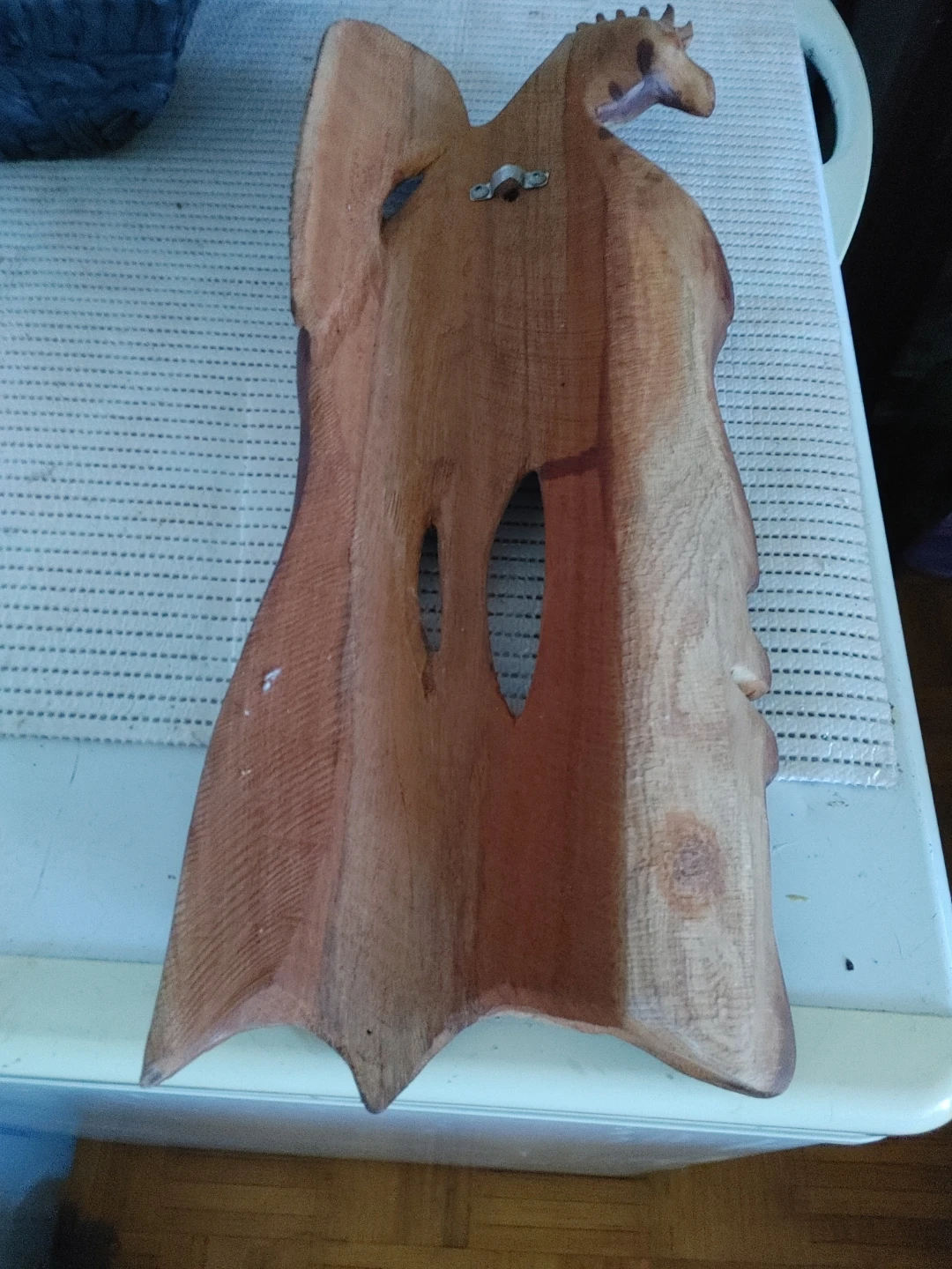 Wooden Carving of Bird and Face Wall Decor - photo 2