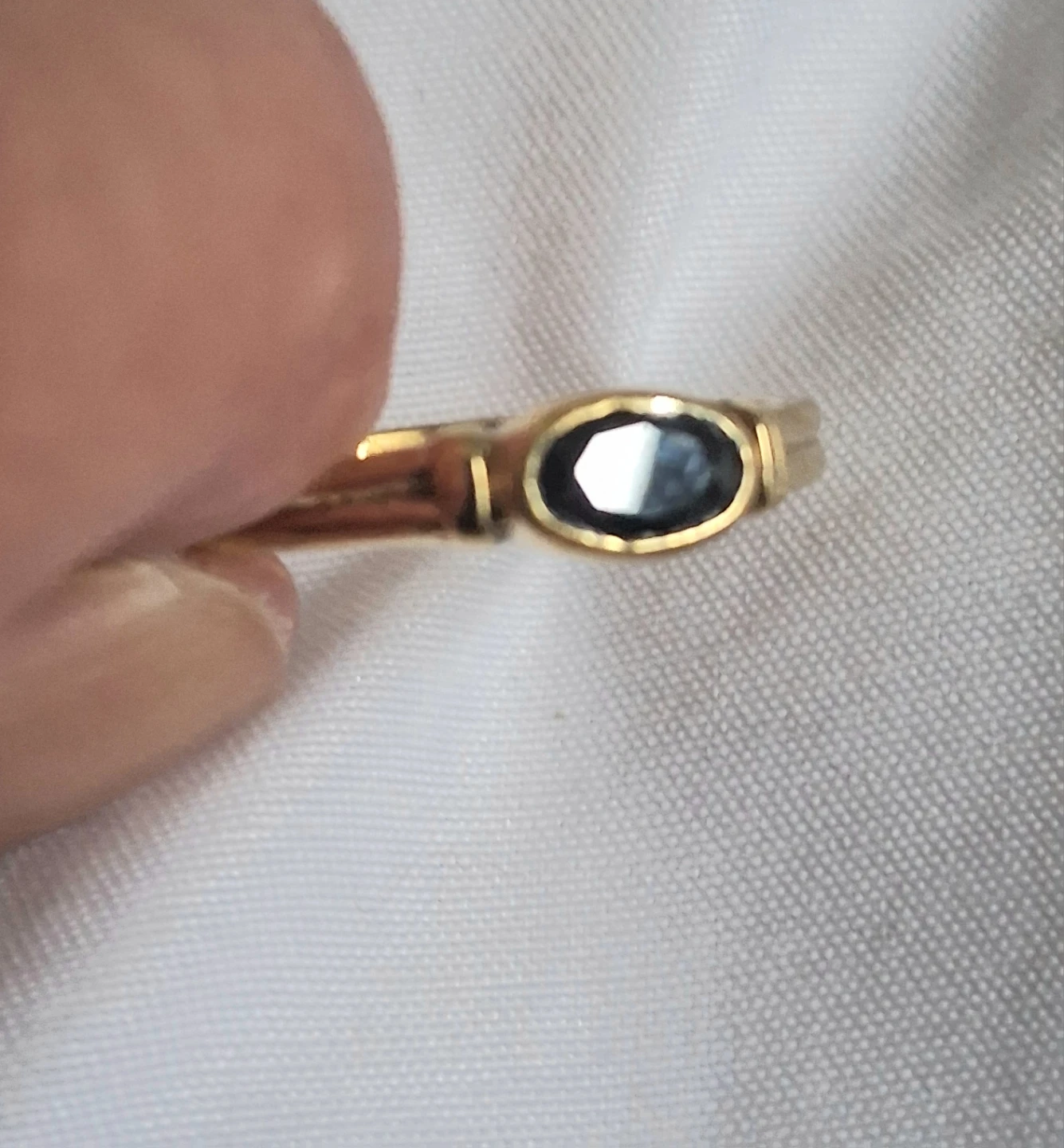 NEW GOLD-TONE DARK SAPPHIRE OVAL RING - photo 5