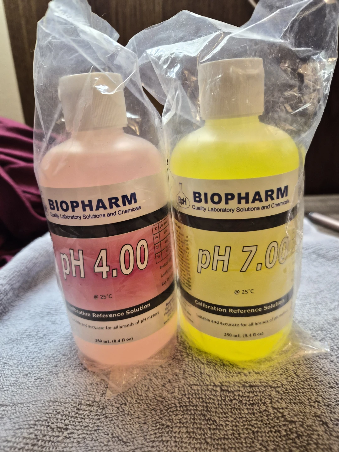 Biopharm pH 4.00 & pH 7.00 Calibration Solutions - 250 mL each