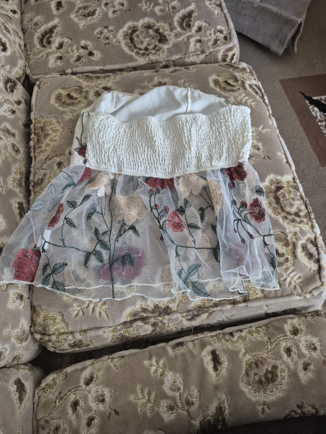 Strapless Embroidered Tulle Top - photo 2