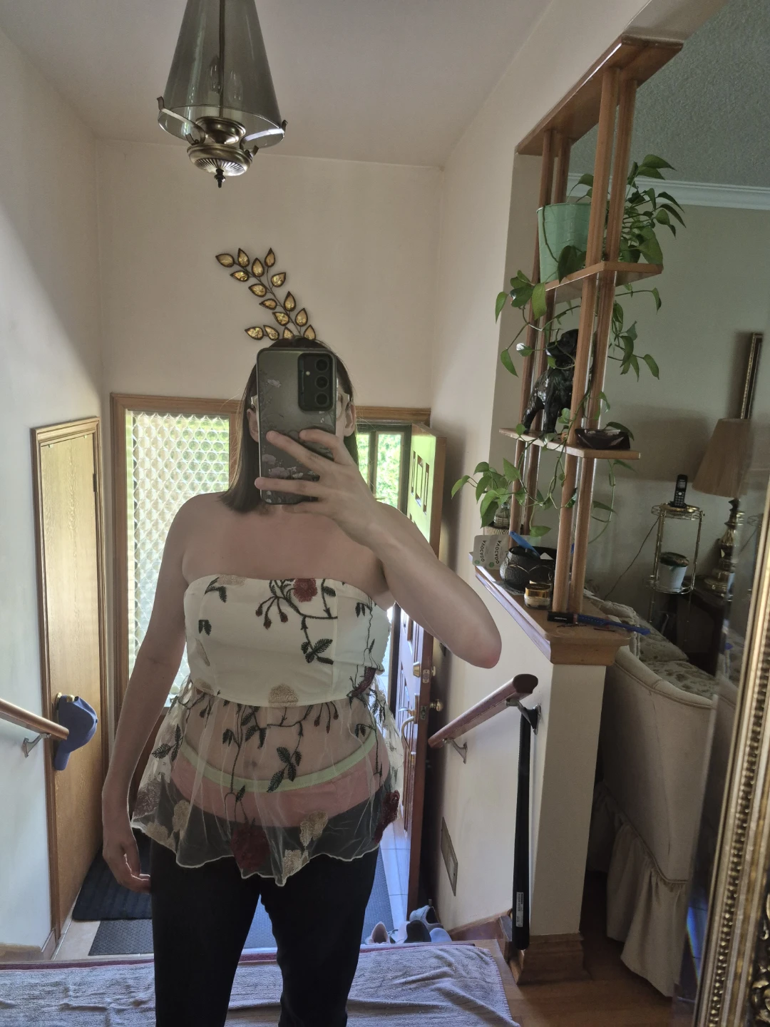 Strapless Embroidered Tulle Top - photo 3