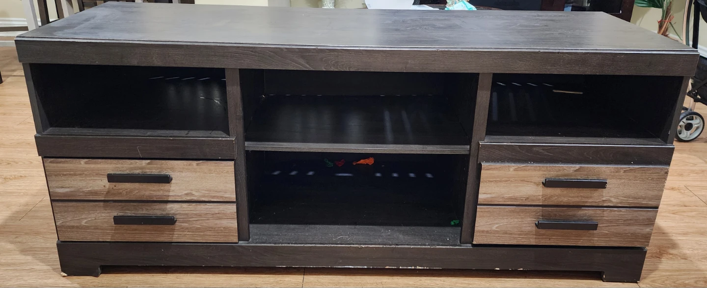 Dark Wood TV Stand with Drawers