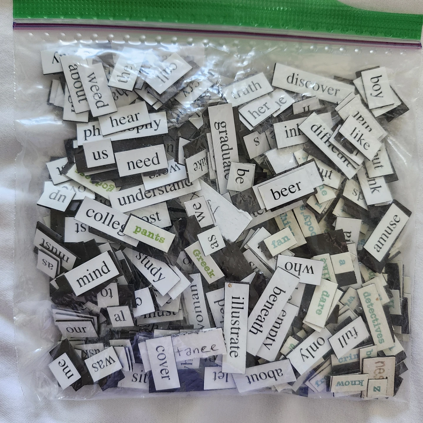 Over 450 Magnetic Words for Poetry/Messages.