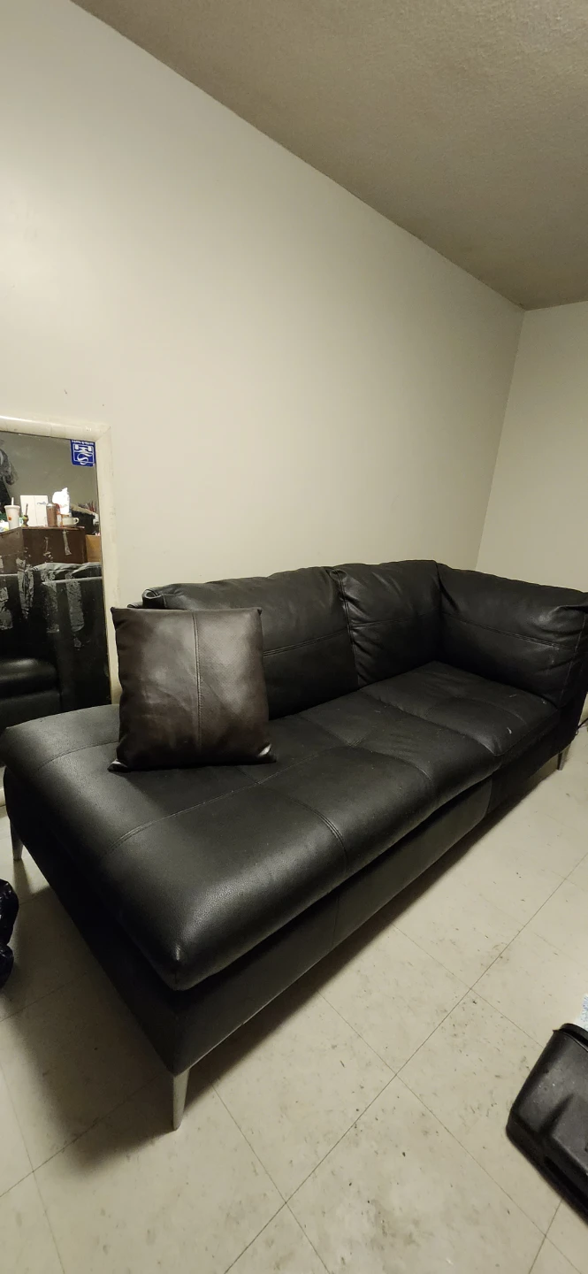 Black Faux Leather Sectional Sofa - photo 2