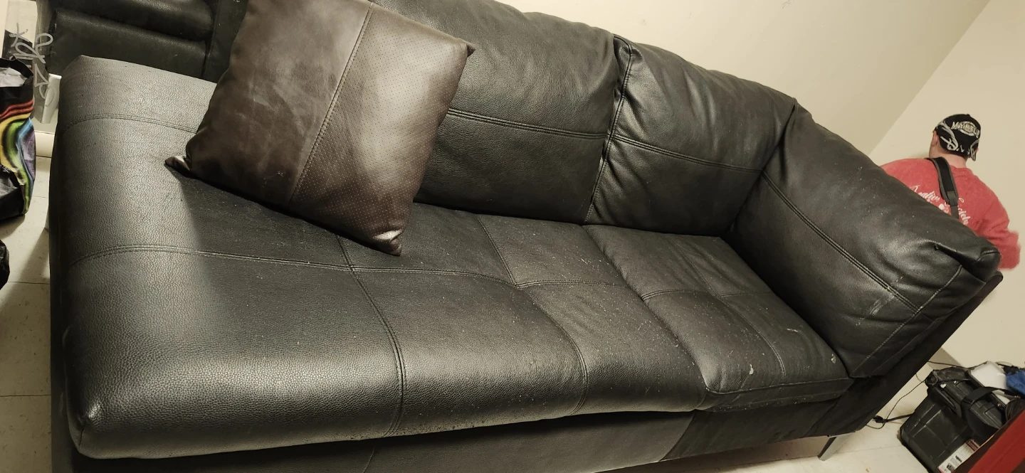 Black Faux Leather Sectional Sofa - photo 3