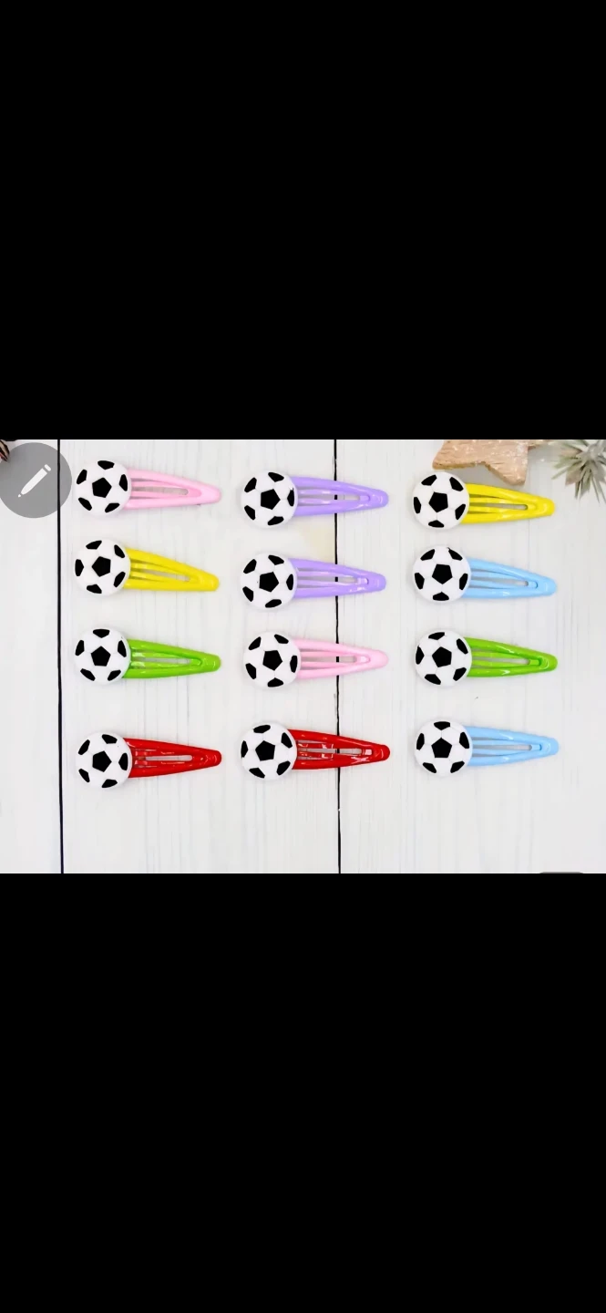 Soccer Ball Hair Clips Set