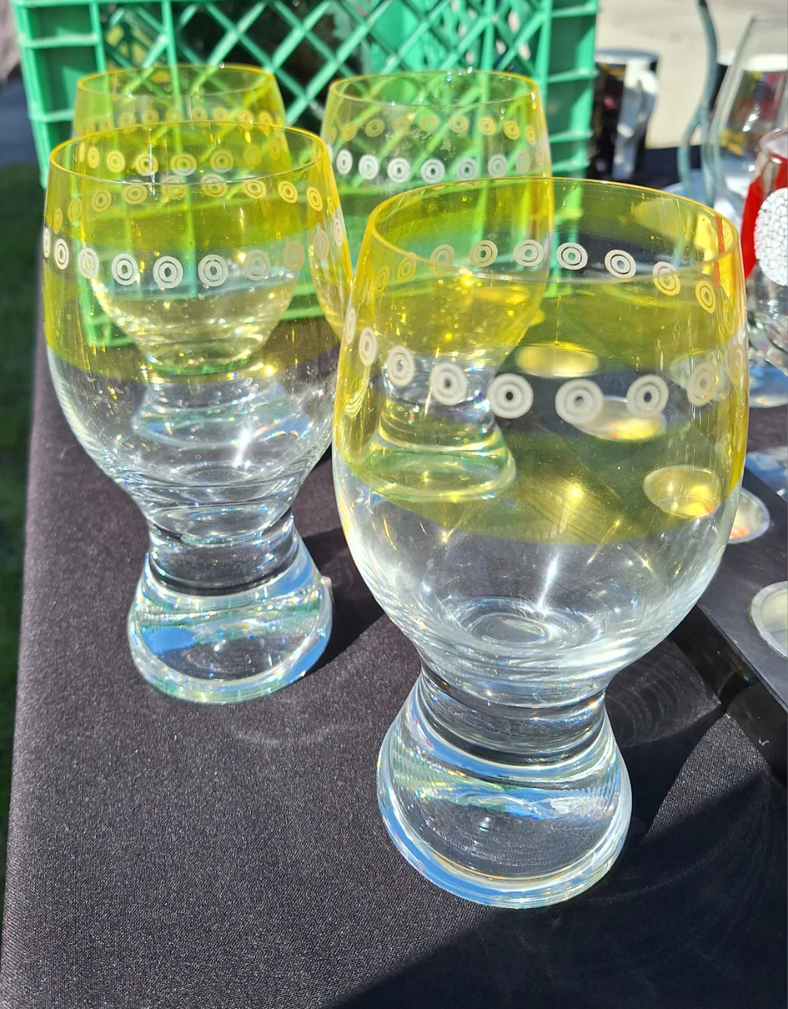 Set of 4 Vintage Yellow Pilsner Glasses ⚽ (Kit Cat Club rescue) - photo 2