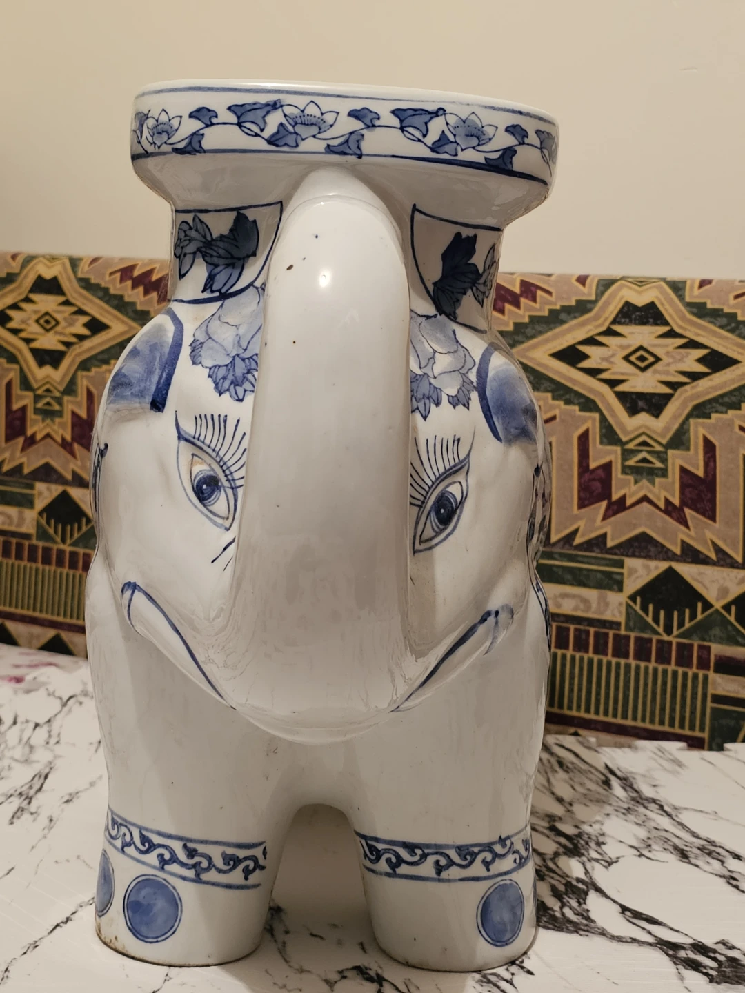Blue and White Elephant Ceramic Garden Stool - photo 5