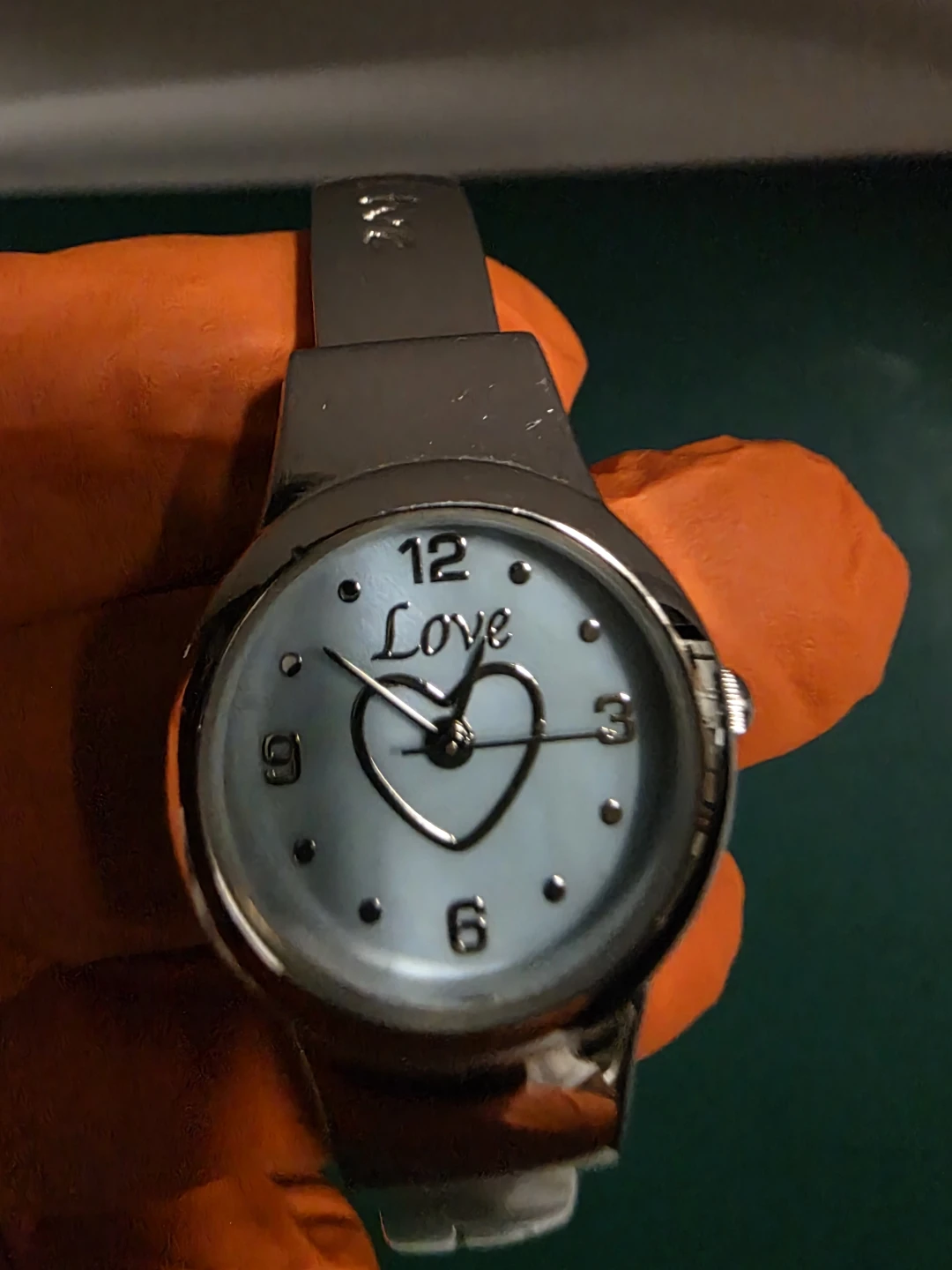 Love Women's Quartz Watch Blue Heart Dial Stainless Bracelet
