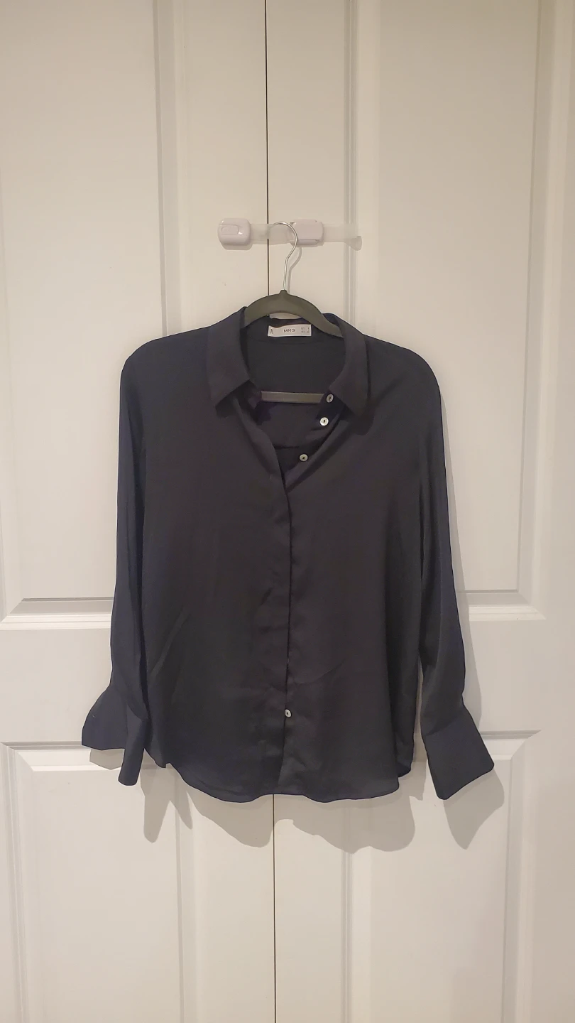 Mango Satin Button-Up Blouse