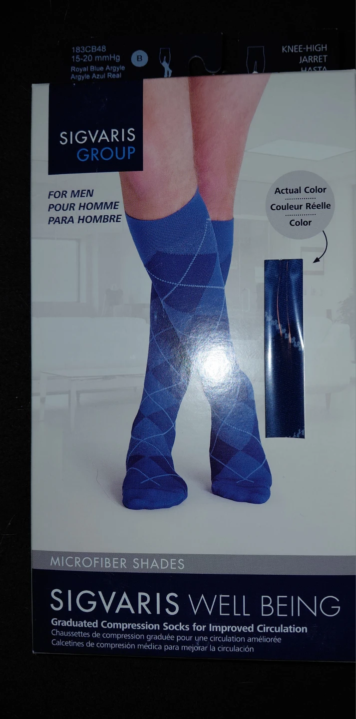 Sigvaris Men's Compression Socks Calf Length 15 20mmHg Size B