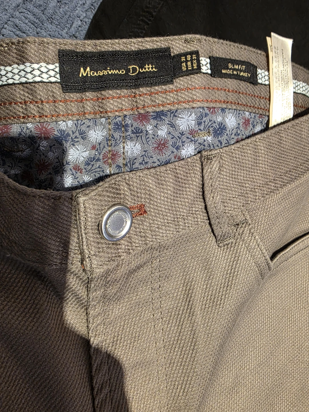 Beige Massimo Dutti Slim Fit Trousers
