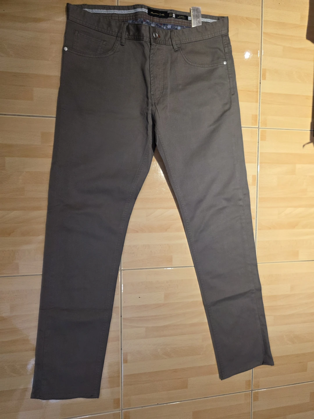 Beige Massimo Dutti Slim Fit Trousers - photo 4