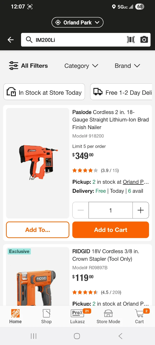Paslode 18 Ga Cordless Li-ion Brad Nailer